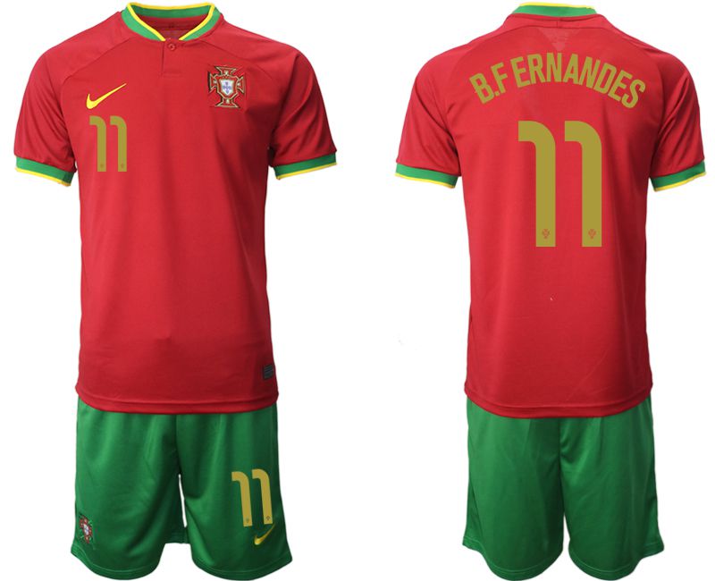 Men 2022 World Cup National Team Portugal home red #11 Soccer Jersey->customized soccer jersey->Custom Jersey